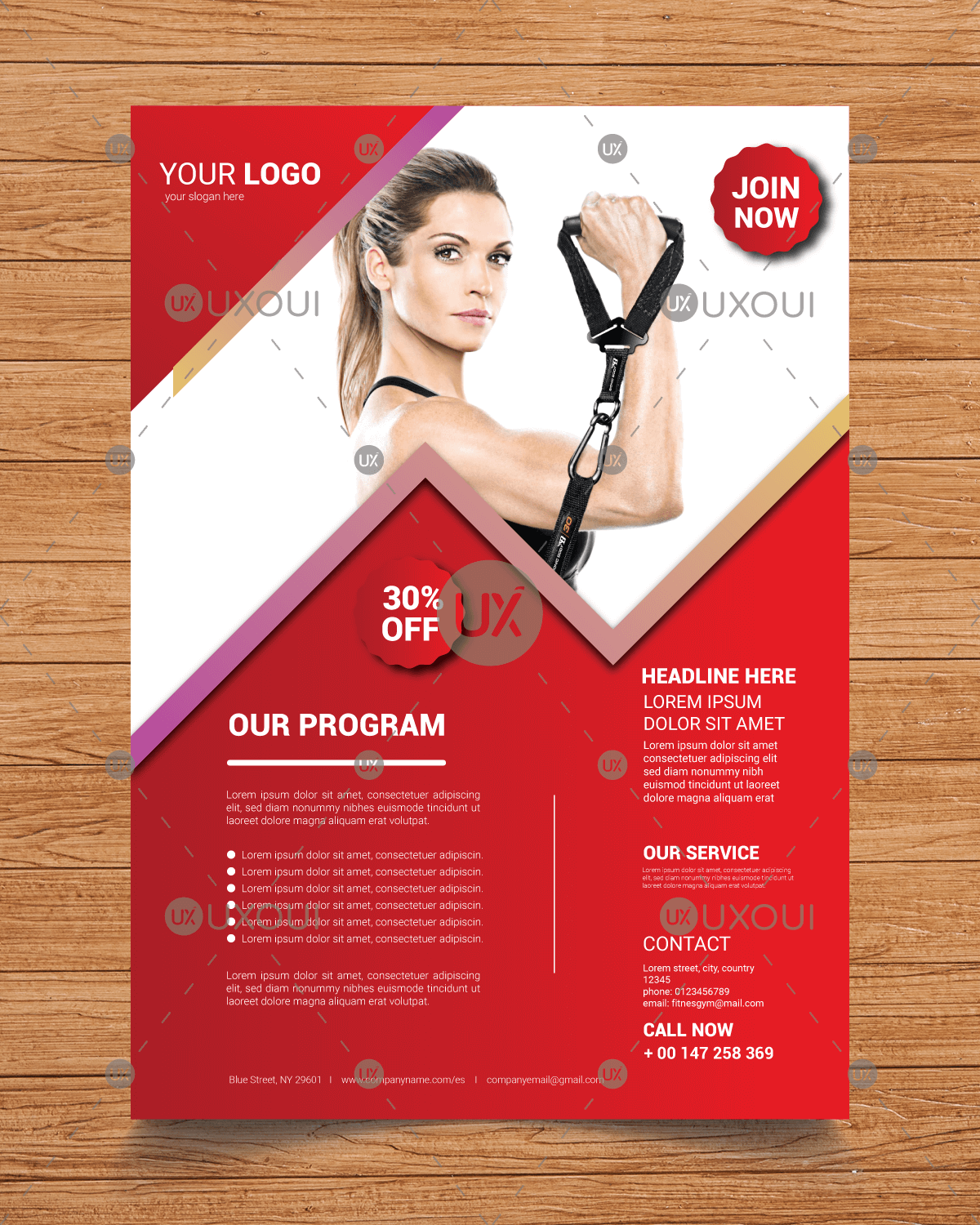 Red White Gym Flyer Brochure Template Design Vector With Image 1200x1500 Red White Gym Flyer Brochure Template Design Vector With Image