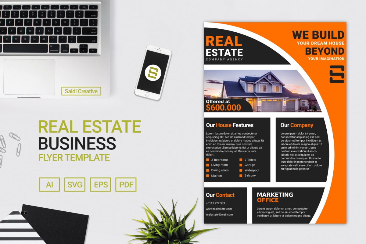 Real Estate Business Flyer Template Vector Design Size 1200x800 Real Estate Business Flyer Template Vector Design Size