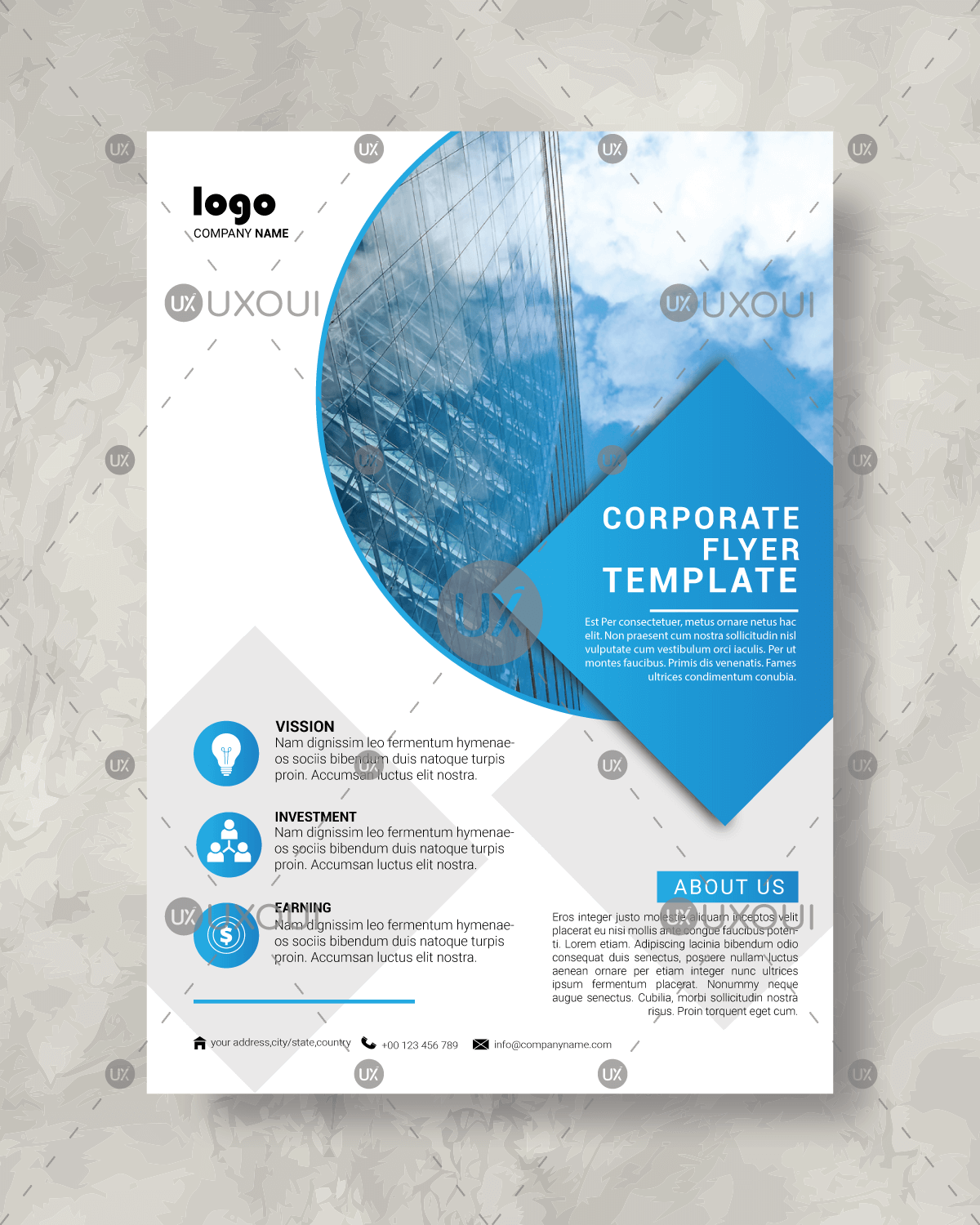 Abstract White Blue Corporate Business Flyer Design Template 1200x1500 Abstract White Blue Corporate Business Flyer Design Template