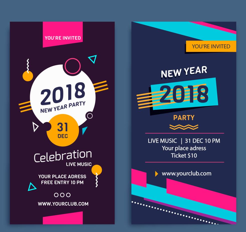 982x925 Or More Abstract New Year's Eve Party Flyer Vector Free Vector