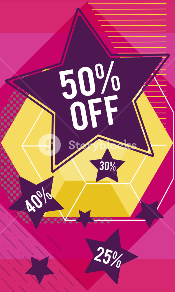 600x1000 Sales, And Discounts Memphis Style Flyer Vector Illustration