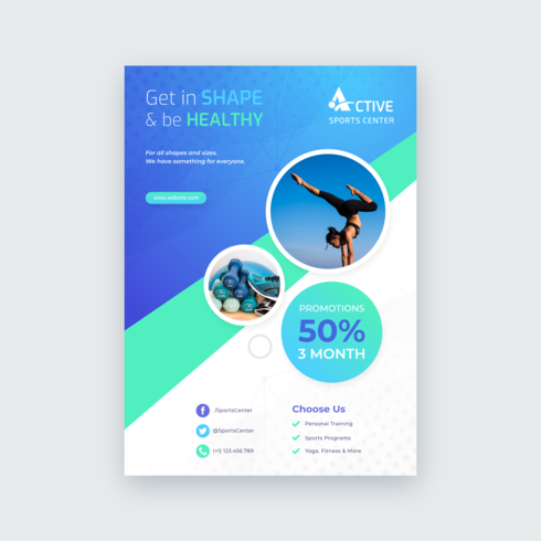 490x490 Sports Health Lifestyle Flyer Vector Template Stock Images