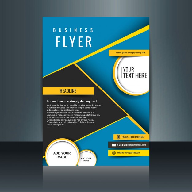 626x626 Abstract Blue Business Brochure With Yellow Details Vector Free