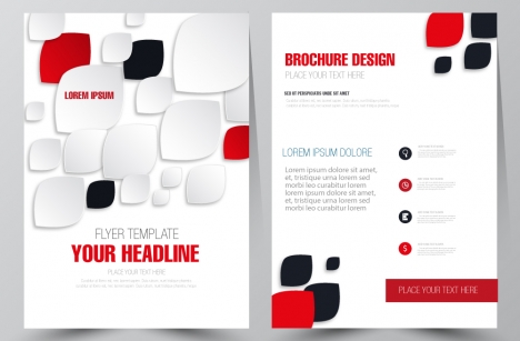 468x307 Brochure Flyer Template Design With Colored Rounded Icons Vectors
