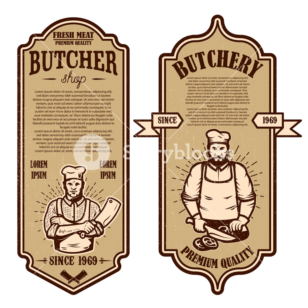 1000x1000 Set Of Vintage Butchery And Meat Store Flyers Design Element