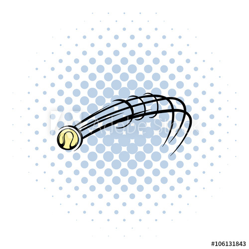 500x500 Flying Baseball Ball Icon, Comics Style