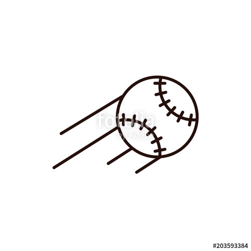 500x500 Flying Baseball Or Softball With Motion Path Lines