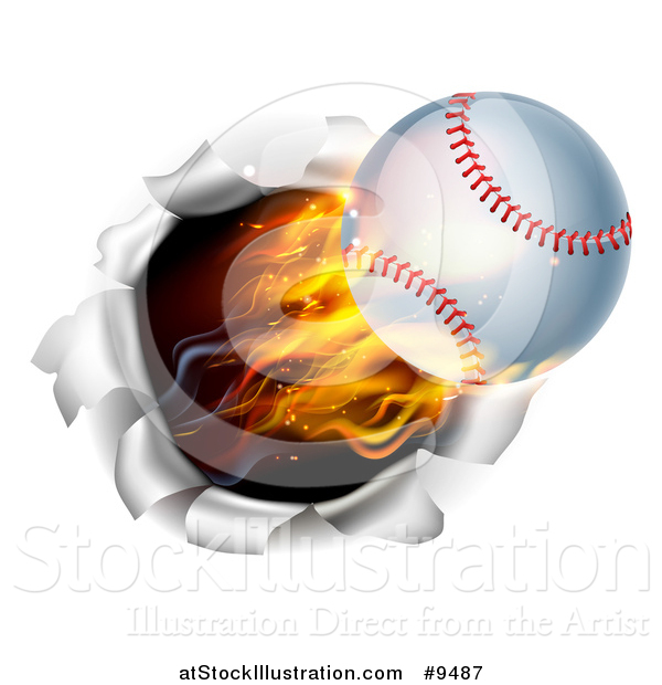 600x620 Vector Illustration Of A Flying And Blazing Baseball