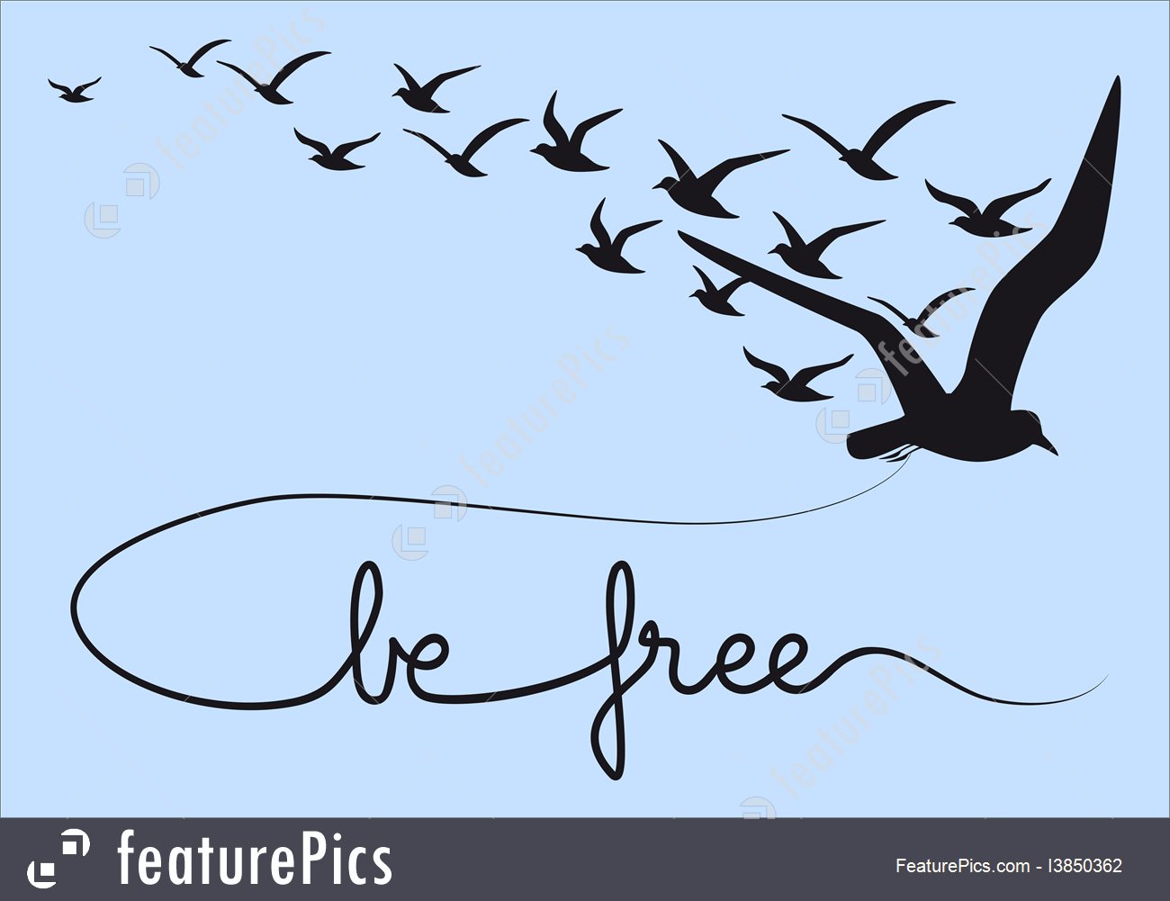 Be Free Text Flying Birds, Vector 1300x1001 Be Free Text Flying Birds, Vector