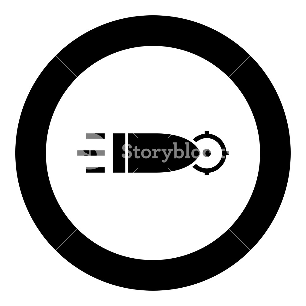 1000x1000 Bullet Flying To Target Icon Black Color In Circle Round Vector