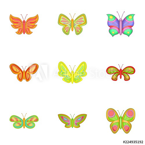 Flying Butterfly Icons Set Cartoon Illustration Of Flying 500x500 Flying Butterfly Icons Set Cartoon Illustration Of Flying