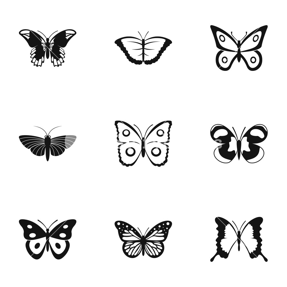 Flying Butterfly Icons Set Simple Illustration Of Flying 1000x1000 Flying Butterfly Icons Set Simple Illustration Of Flying
