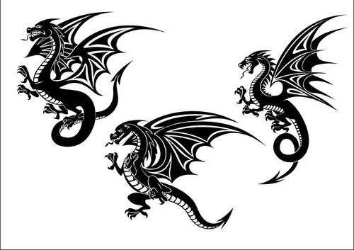 500x353 Flying Dragon Tatoo Silhouette Vector Free Download
