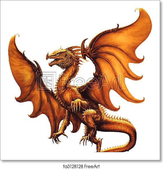 561x581 Free Art Print Of Medieval Dragon Vector Flying Dragon