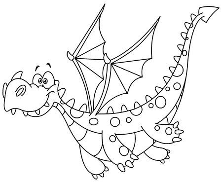 450x371 Outlined Flying Dragon Vector Illustration Coloring