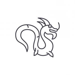 300x300 Photostock Vector Line Drawing Cartoon Flying Dragon Newwaysys