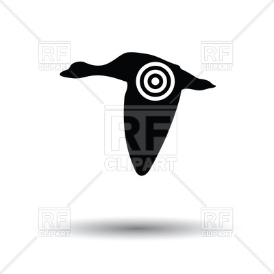 400x400 Flying Duck Silhouette With Target Icon With Shadow Design Vector