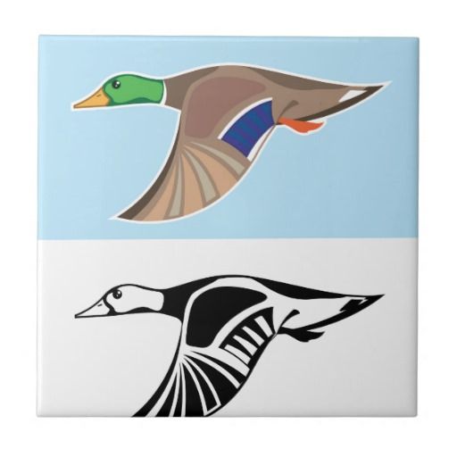 512x512 Flying Duck Vector Illustration Small Square Tile Baby Gifts