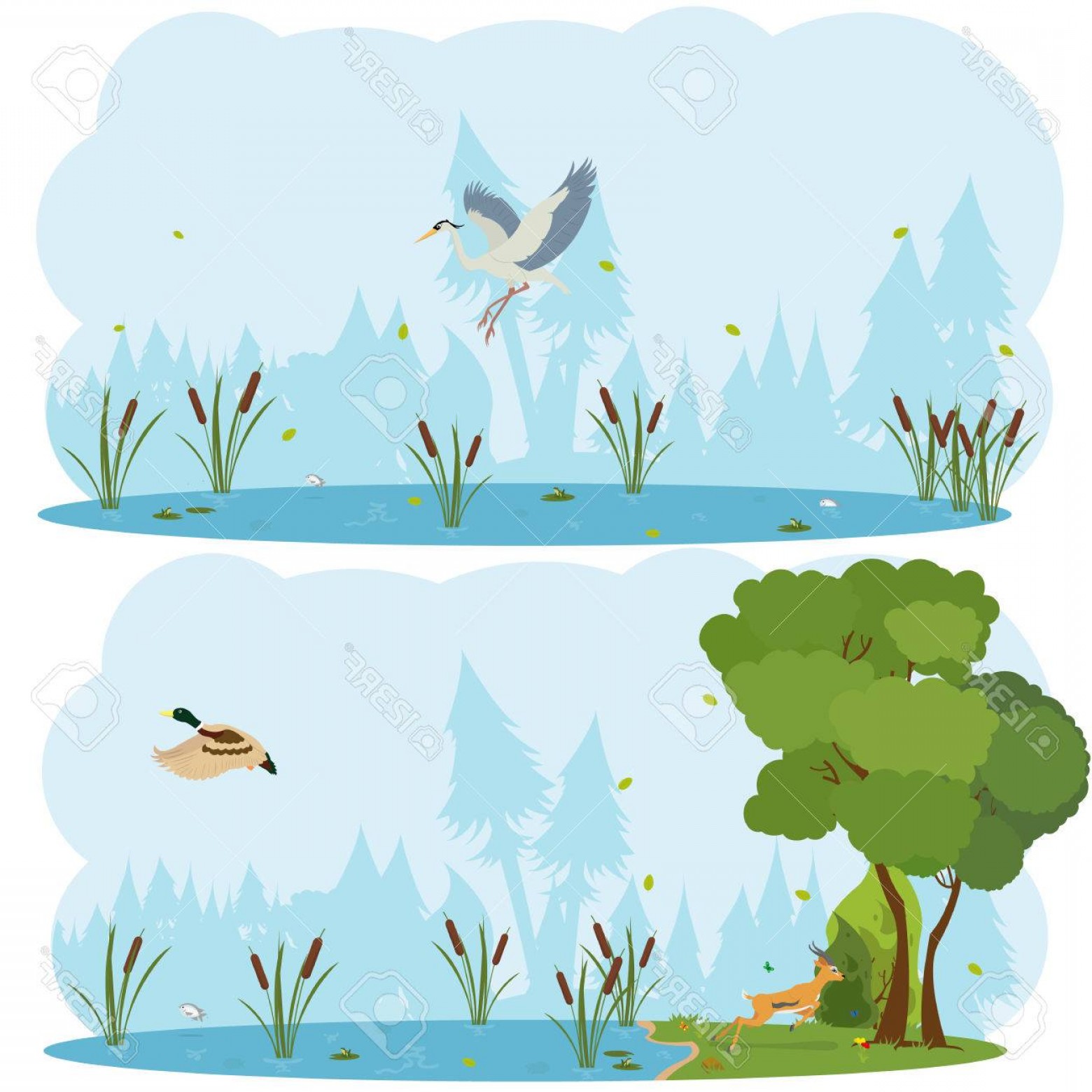 1560x1560 Flying Ducks Scene Vector Wallkeeper