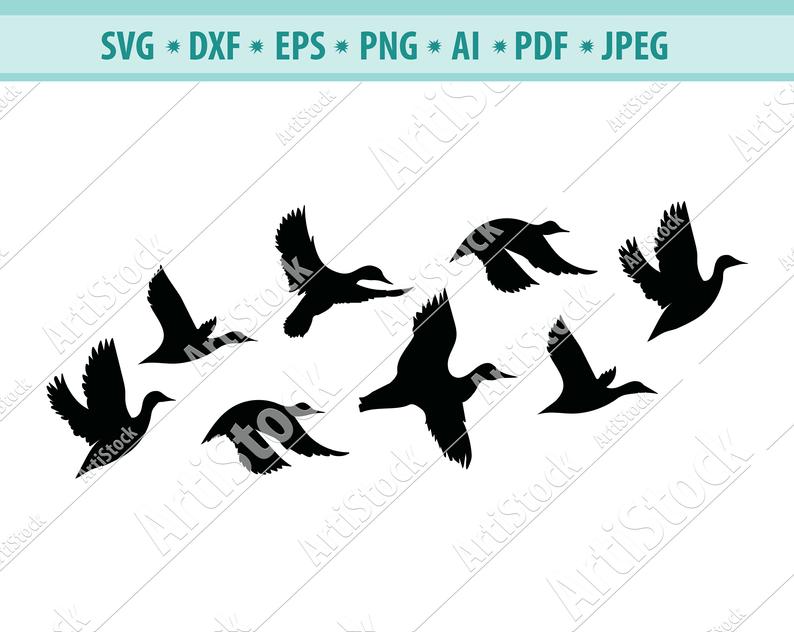 794x632 Flock Of Birds Vector Silhouette Of Birds Flying Etsy