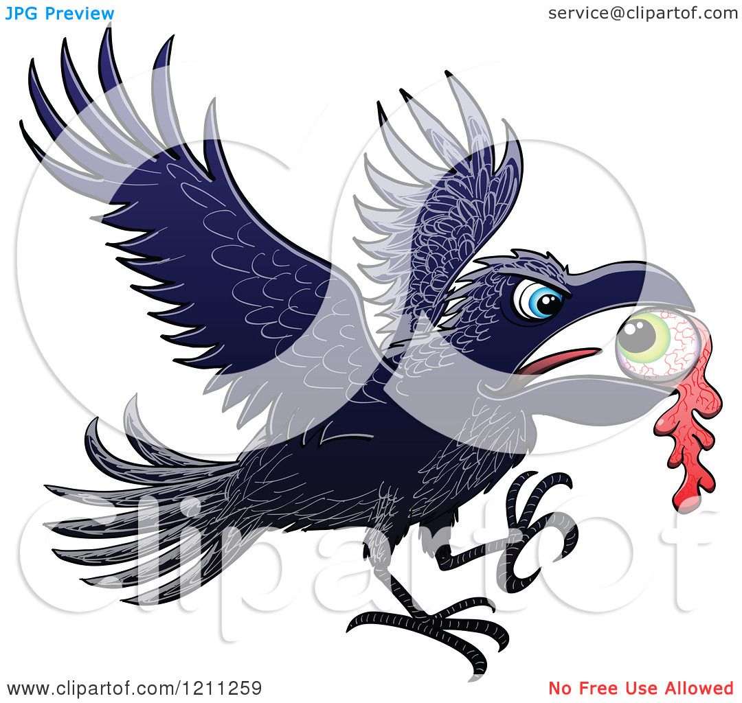 1080x1024 Cartoon Of A Crow Flying With An Eyeball