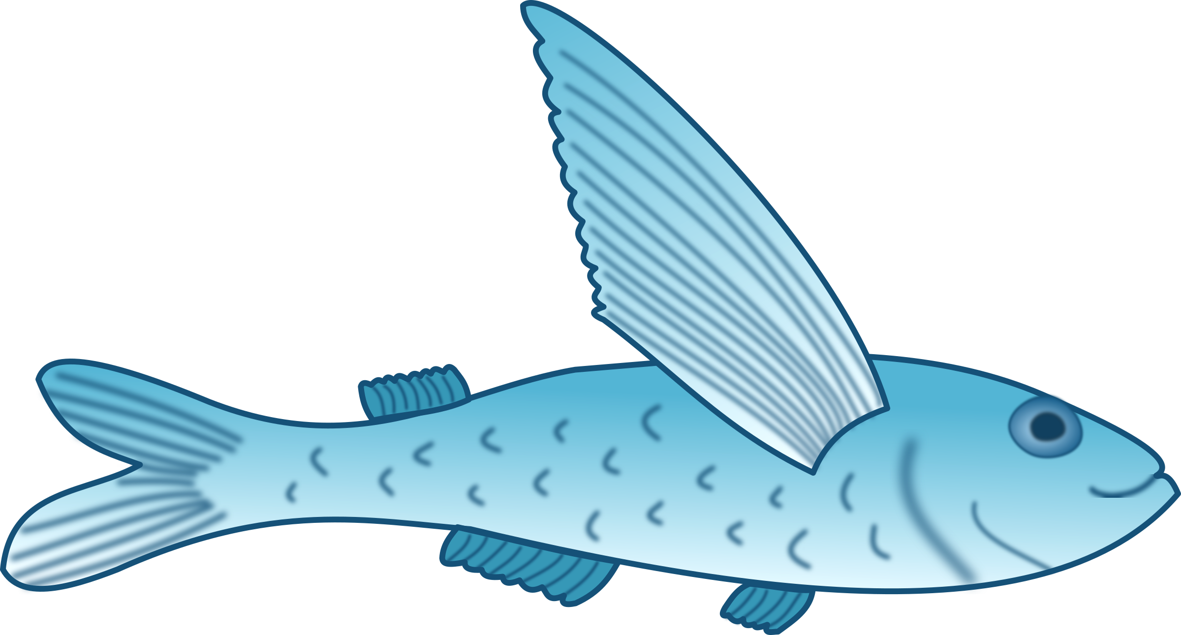 2400x1291 Flying Fish Vector Clipart Image