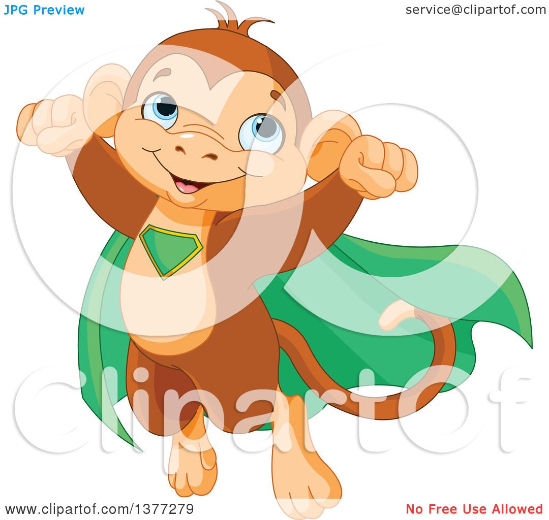1080x1024 Clipart Of A Cute Super Hero Monkey Flying In A Green Cape