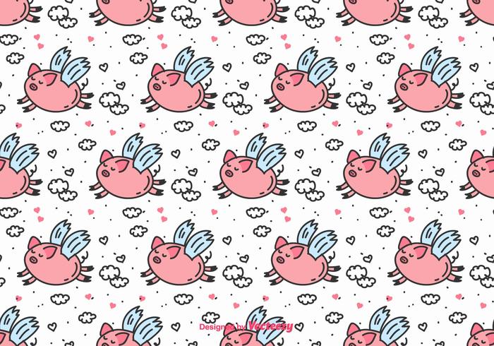 700x490 Flying Pig Vector Pattern