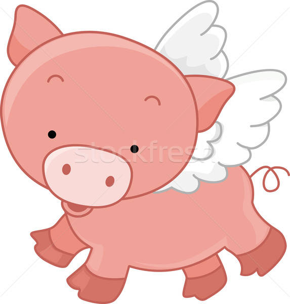 573x600 Flying Pig Vector Illustration Lenm