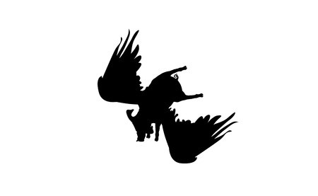 450x277 Silhouette Funny Piggy With Wings Flying, Pig Pattern, Black