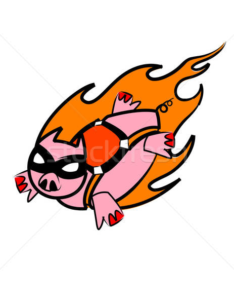 463x600 Flying Pig! Skydiving! Vector Clip Art Vector Illustration