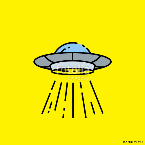 500x500 Flying Saucer Ufo Line Icon Alien Spacecraft Symbol Sci Fi