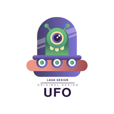 450x450 Ufo Original Design, Badge With Flying Saucer Vector Illustration