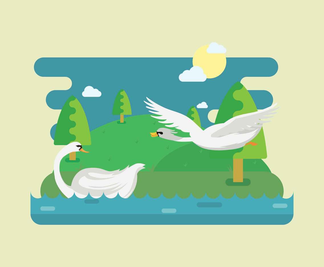 1136x936 Free Flying Swan On Lake Illustration Vector Art Graphics