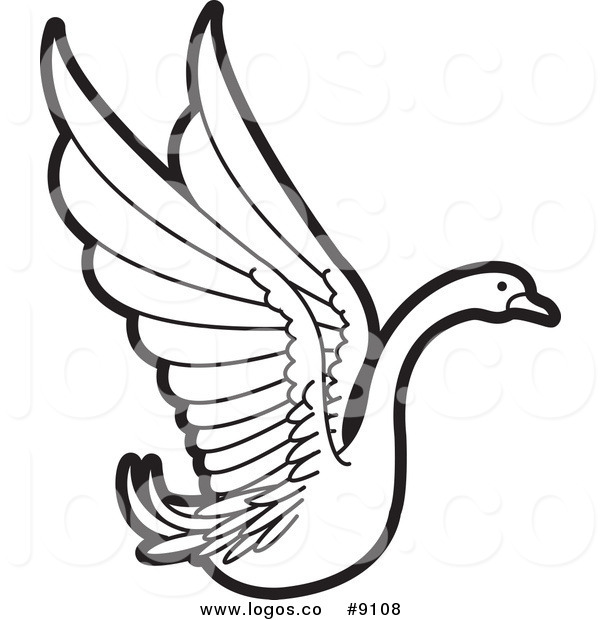 600x620 Royalty Free Clip Art Vector Logo Of A Black And White Swan