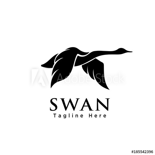 500x500 Silhouette Flying Swan Art Logo