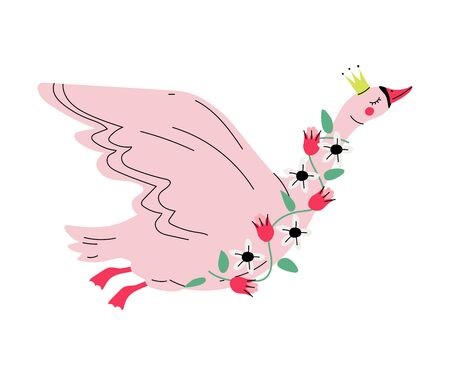 450x375 Beautiful Flying Swan Princess With Golden Crown And Flowers