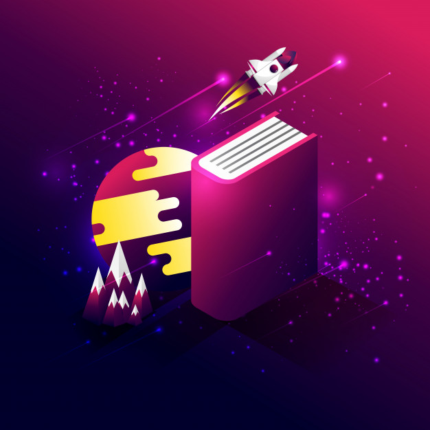 626x626 Book, Mountain, World Sphere, And Flying Spaceship Model