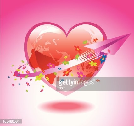 426x402 Paper Plane Flying Around A Shiny Heart Sphere Vector Premium