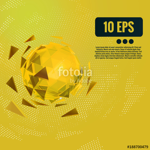 500x500 Polygonal Abstract Sphere Flying On Yellow Space Bg Stock Image