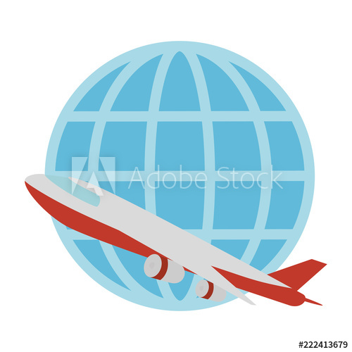 500x500 Airplane Flying With Sphere Planet