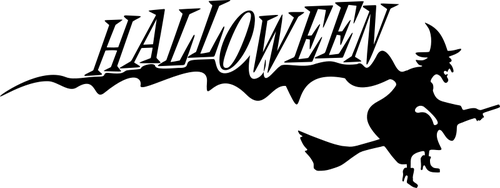 500x188 Flying Witch Halloween Banner Vector Clip Art