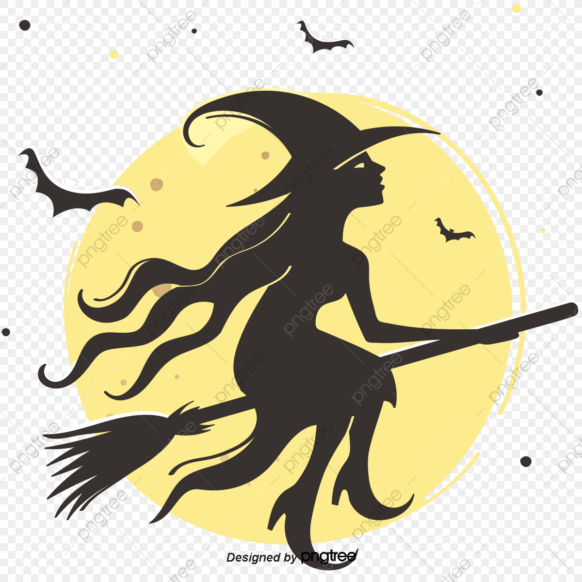 1200x1200 Halloween Flying Witch Element, Halloween, Broom, Bat Png