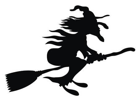 450x330 Illustration Of Cartoon Style Flying Witch Silhouette