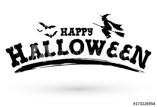 500x340 Silhouette Of Flying Witch With Text Happy Halloween, Vector