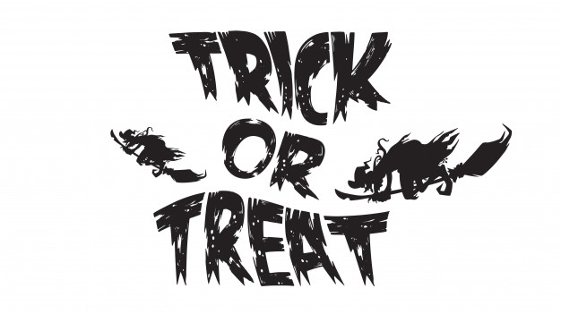 626x351 Spooky Trick Or Treat Text With Flying Witch Vector Premium Download
