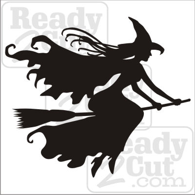 400x400 Witch Flying Witch On A Broom Silhouette