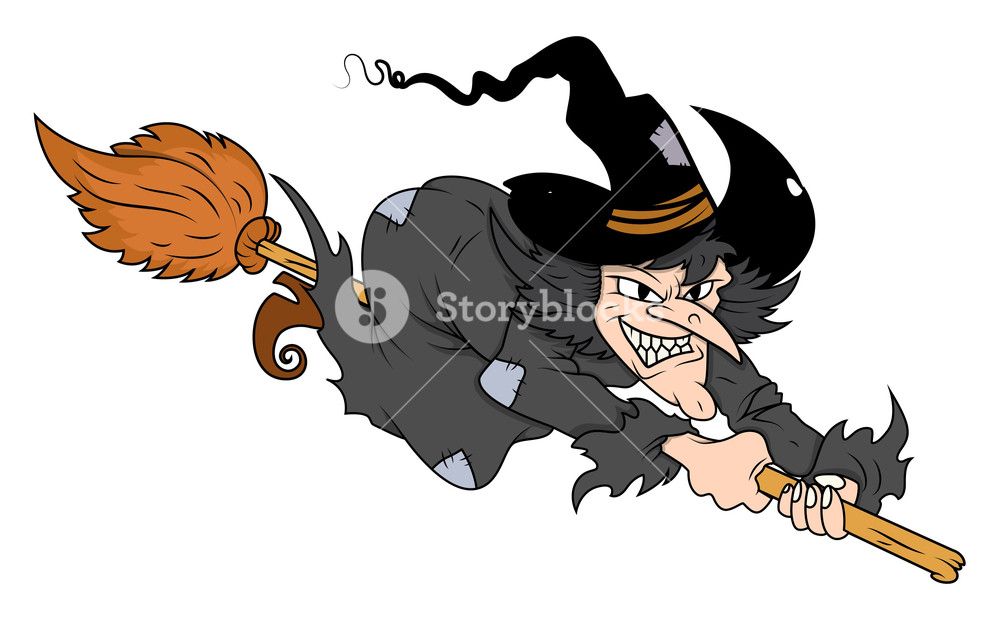 1000x621 Flying Witch On Broom Vector Royalty Free Stock Image