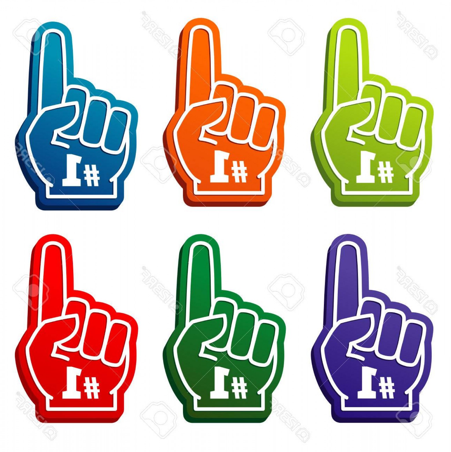 1558x1560 Photostock Vector Multi Colored Number Foam Fingers Vector Icons