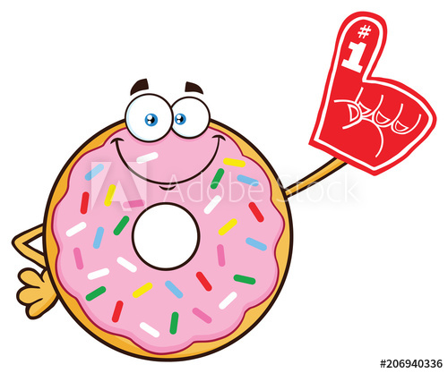 500x417 Smiling Donut Cartoon Mascot Character With Sprinkles Wearing
